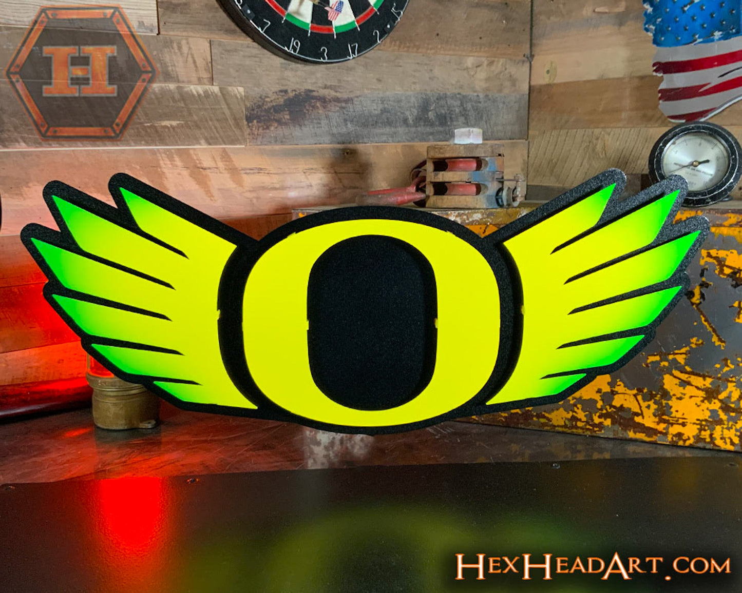 Oregon Ducks "WINGED O" 3D Vintage Metal Wall Art