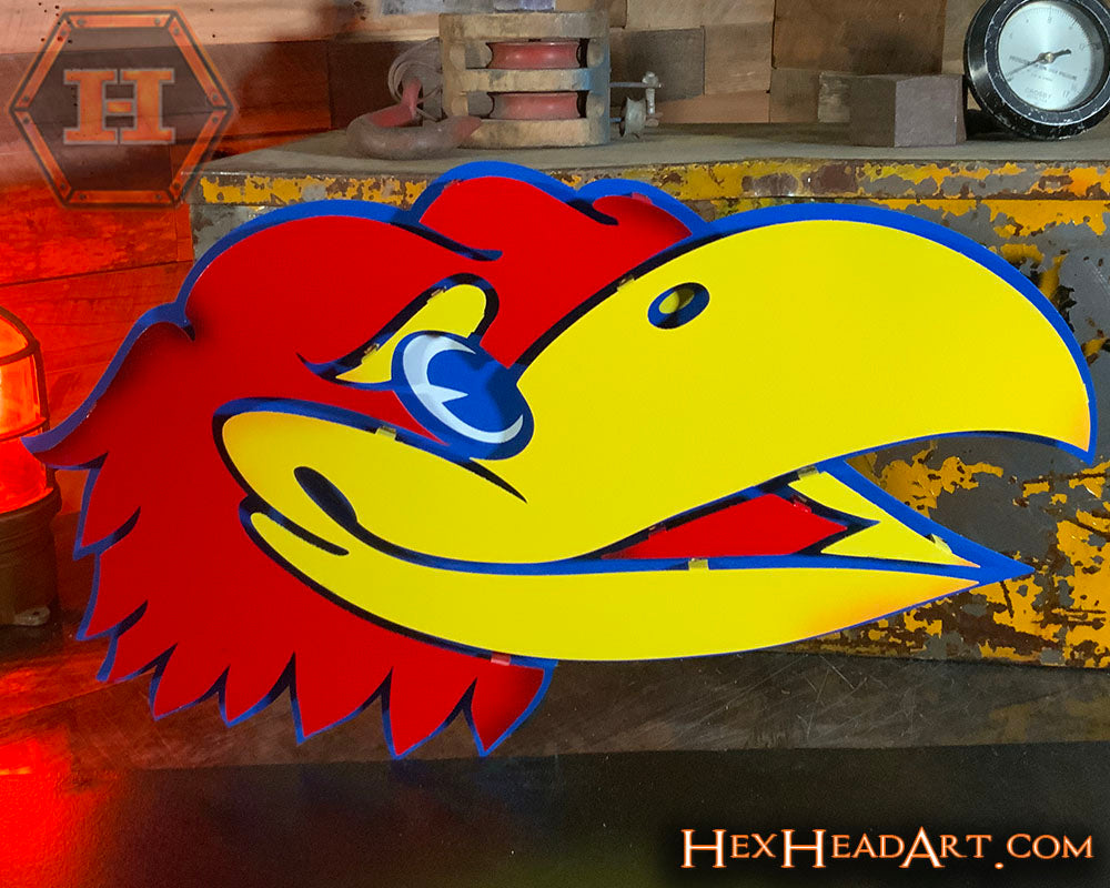 University of Kansas Jayhawks Head 3D Vintage Metal Wall Art