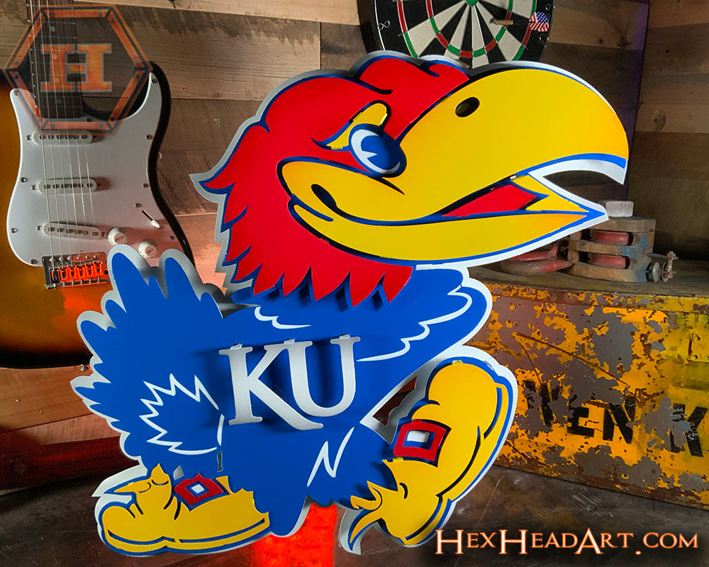 Kansas Jayhawks "BIG JAY MASCOT" 3D Vintage Metal Wall Art