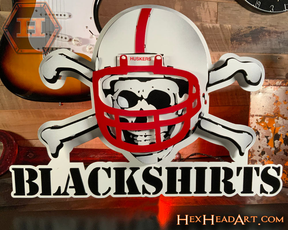 Nebraska Huskers "BLACKSHIRTS" 3D Vintage Metal Wall Art