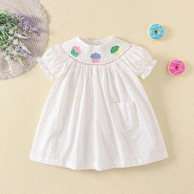 Adorable Baby Girls Smocked Dress Sets - Clibeso Summer Outfit With Cake Hand Smocking