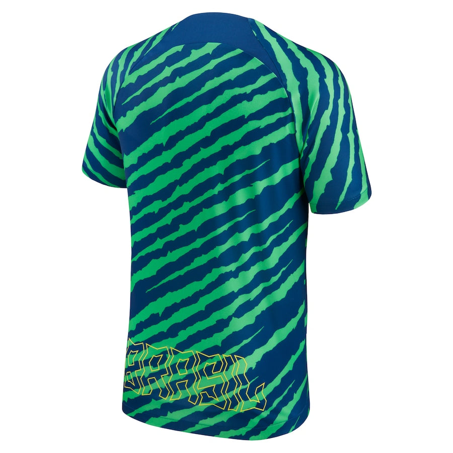 Brazil National Team Nike 2022/23 Pre-Match Top - Blue/Green