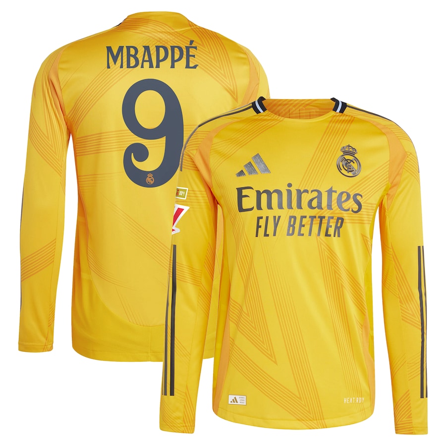 Kylian Mbappé Real Madrid adidas 2024/25 Away Long Sleeve Player Jersey - Orange