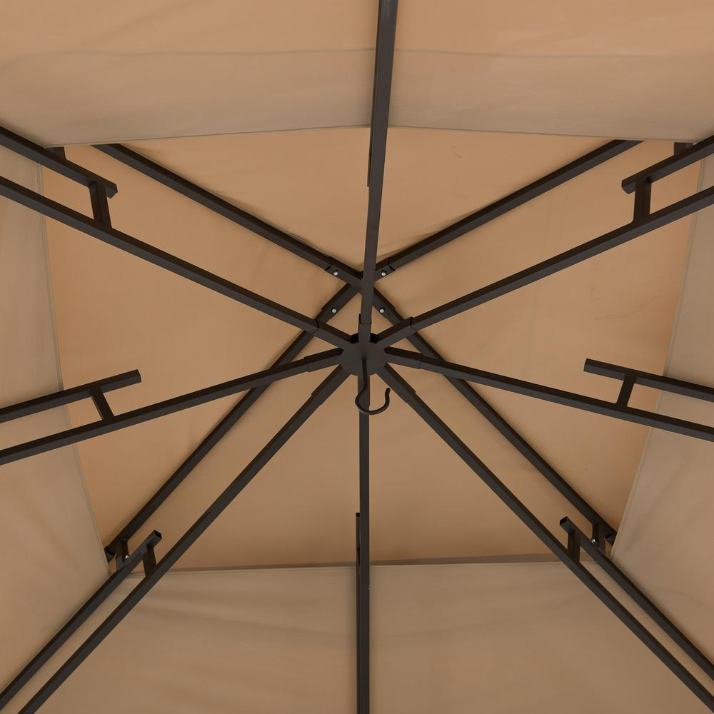 13x13 ft. Steel Gazebo with 3-tier Tan and Brown Canopy