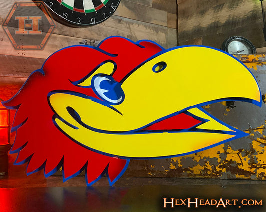 University of Kansas Jayhawks Head 3D Vintage Metal Wall Art