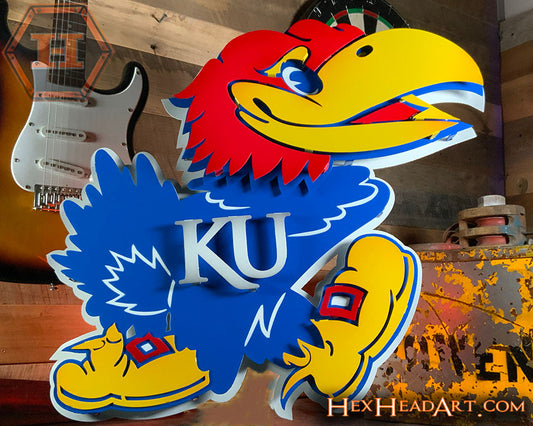 Kansas Jayhawks "BIG JAY MASCOT" 3D Vintage Metal Wall Art