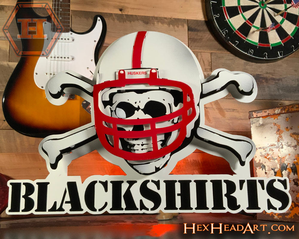 Nebraska Huskers "BLACKSHIRTS" 3D Vintage Metal Wall Art