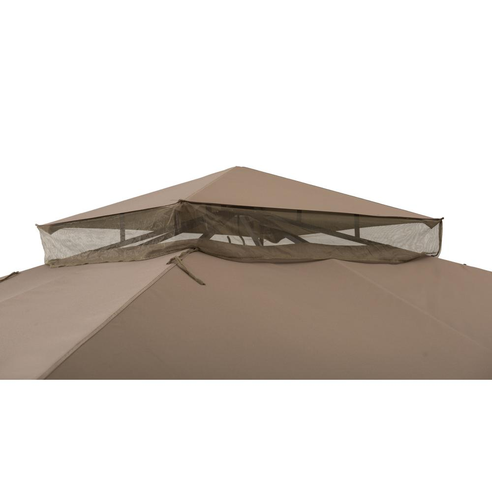 Sunjoy 10 ft. x 12 ft. Steel Gazebo with 2-tier Khaki Canopy