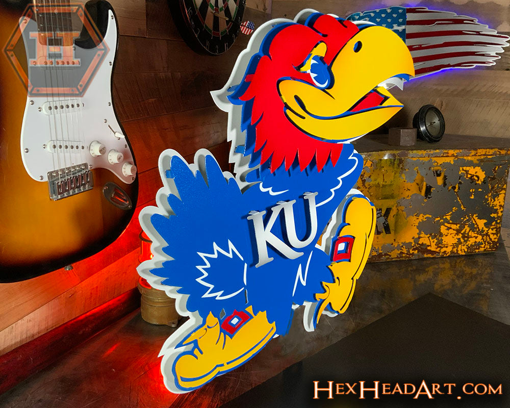 Kansas Jayhawks "BIG JAY MASCOT" 3D Vintage Metal Wall Art