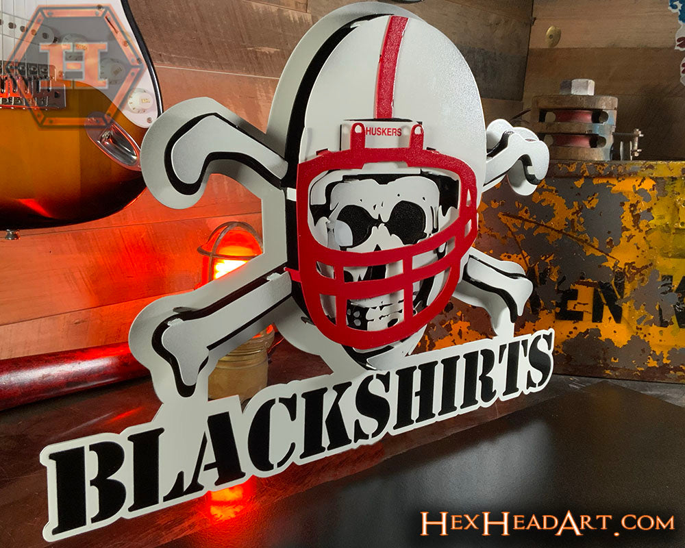 Nebraska Huskers "BLACKSHIRTS" 3D Vintage Metal Wall Art