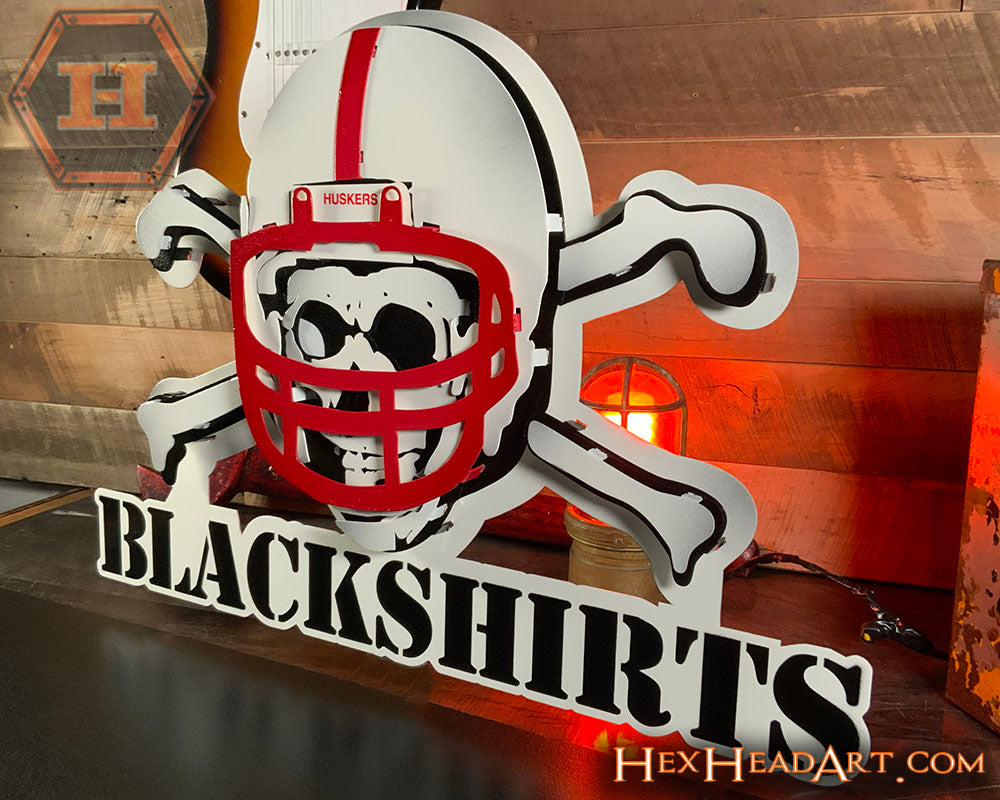 Nebraska Huskers "BLACKSHIRTS" 3D Vintage Metal Wall Art