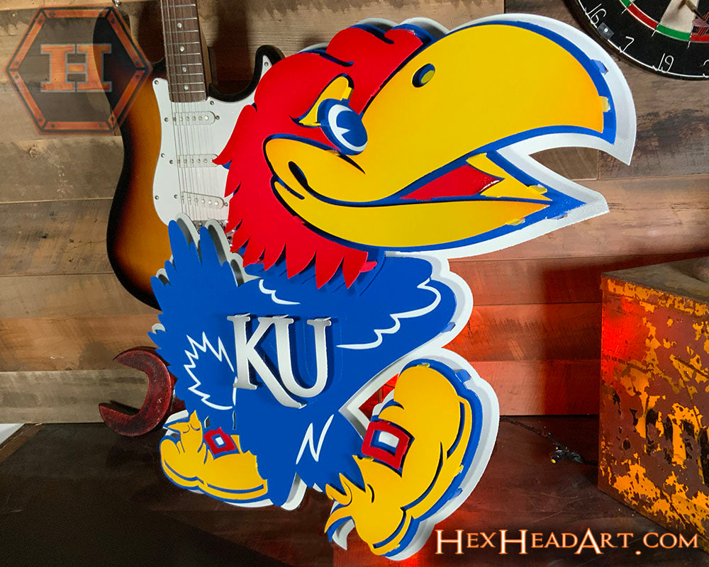 Kansas Jayhawks "BIG JAY MASCOT" 3D Vintage Metal Wall Art