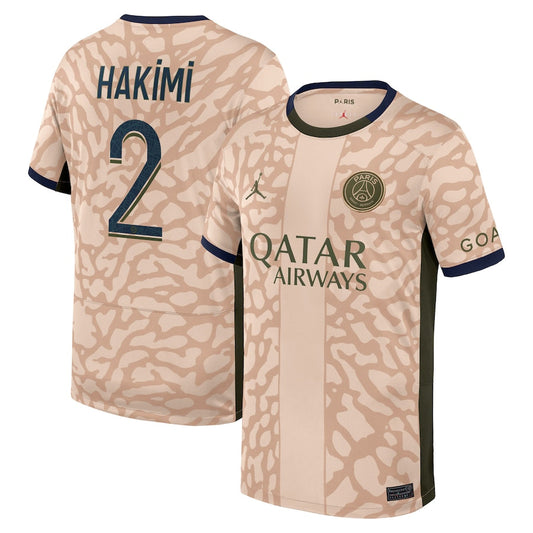 Achraf Hakimi Paris Saint-Germain Jordan 2023/24 Fourth Stadium  Player Jersey – Tan