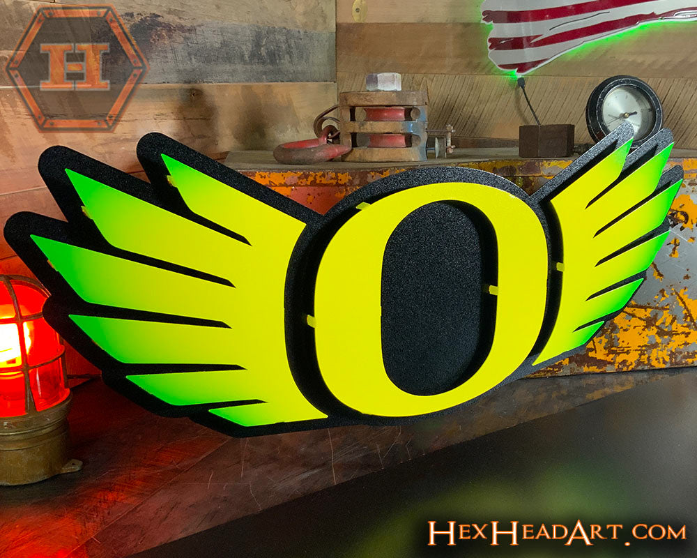 Oregon Ducks "WINGED O" 3D Vintage Metal Wall Art