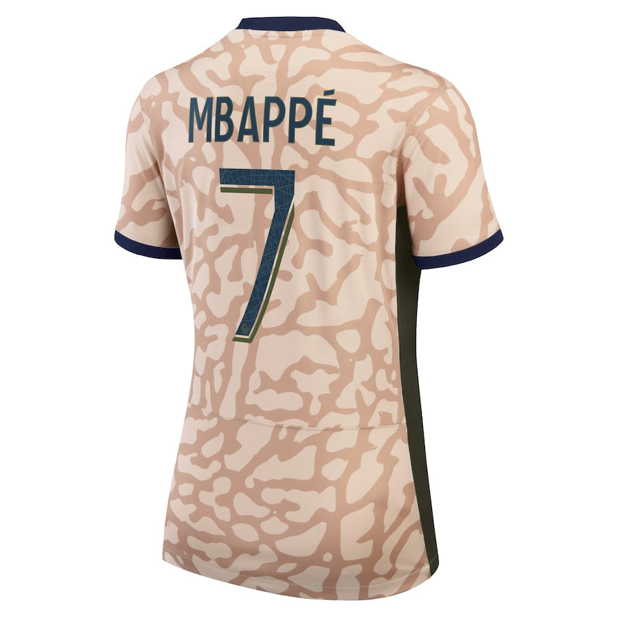 Kylian Mbappe Paris Saint-Germain Jordan Brand Women's 2023/24 Fourth Stadium  Player Jersey – Tan