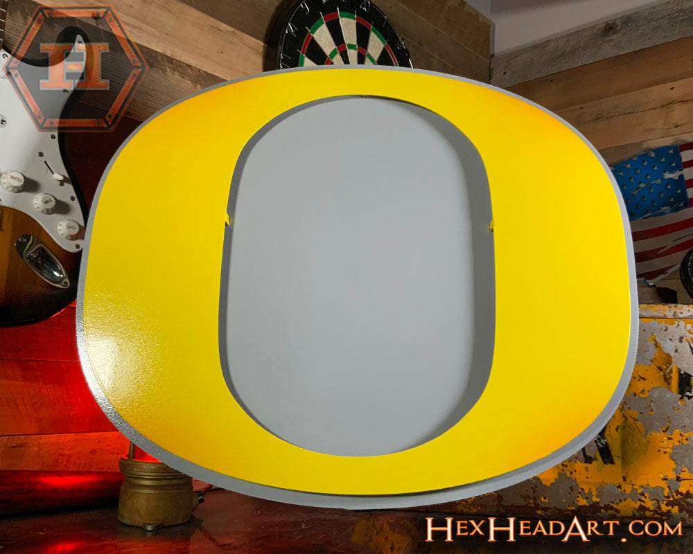 Oregon Ducks Classic "O" Yellow on Gray 3D Vintage Metal Wall Art