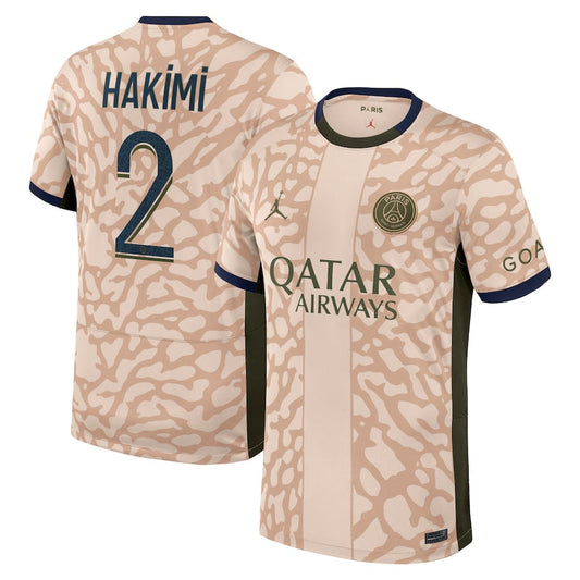 Achraf Hakimi Paris Saint-Germain Jordan Brand 2023/24 Fourth Stadium Player Jersey – Tan