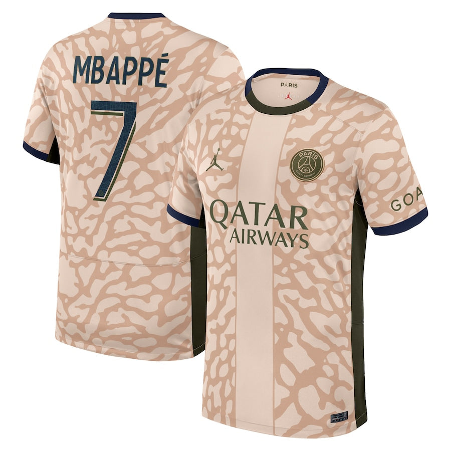 Kylian Mbappe Paris Saint-Germain Jordan Brand 2023/24 Fourth Stadium Player Jersey – Tan