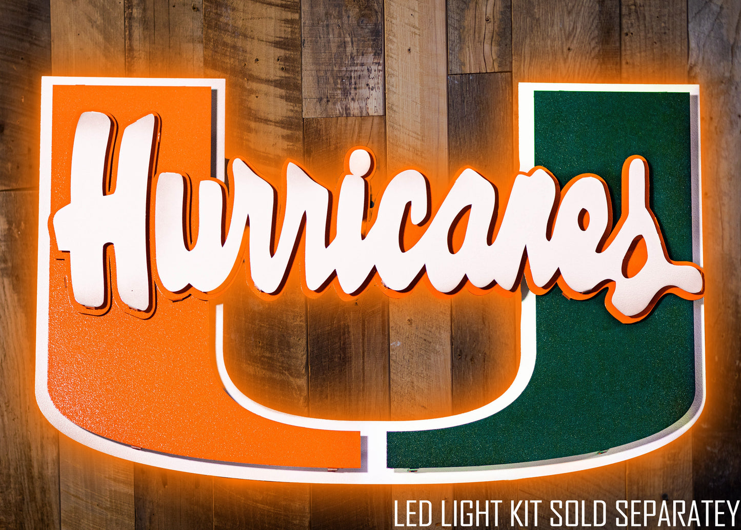 Miami "Hurricanes on U" 3D Vintage Metal Wall Art