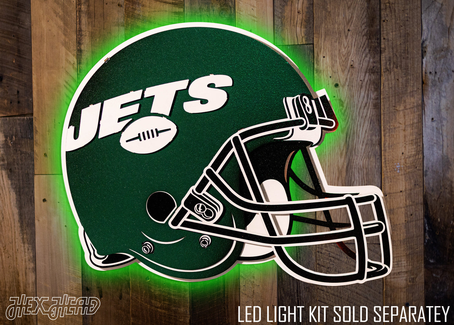 CLOSE OUT -- BLITZ Collection 8 Layer New York Jets Helmet 3D Vintage Metal Wall Art