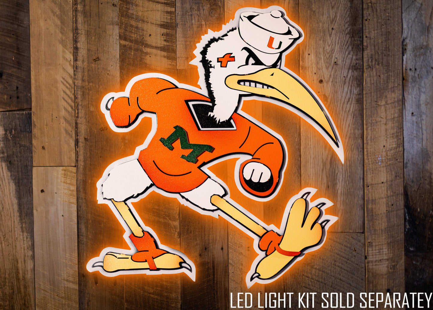 Miami Hurricanes "Sebastian the Ibis" 3D Vintage Metal Wall Art