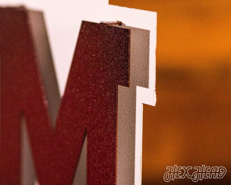 Texas A&M 3D Vintage Metal Artwork - Aggie Maroon/ White