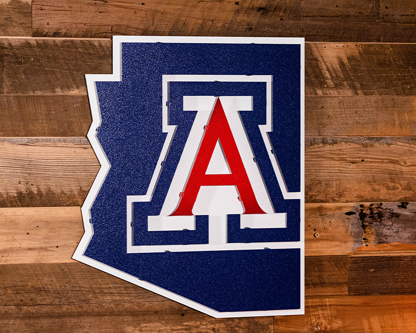 Arizona Wildcats  "A on STATE"  3D Vintage Metal Wall Art