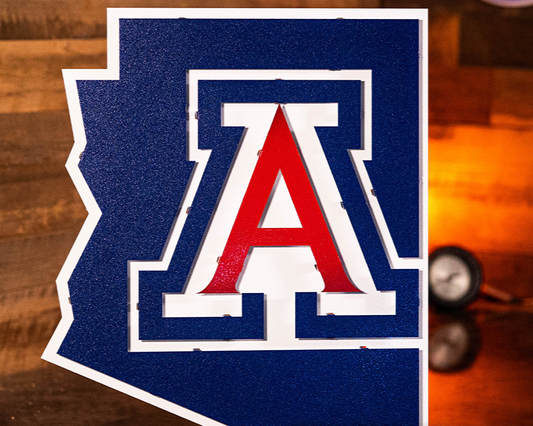 Arizona Wildcats  "A on STATE"  3D Vintage Metal Wall Art