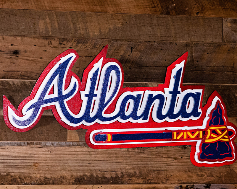 Atlanta Braves Script "ATLANTA" 3D Metal Wall Art