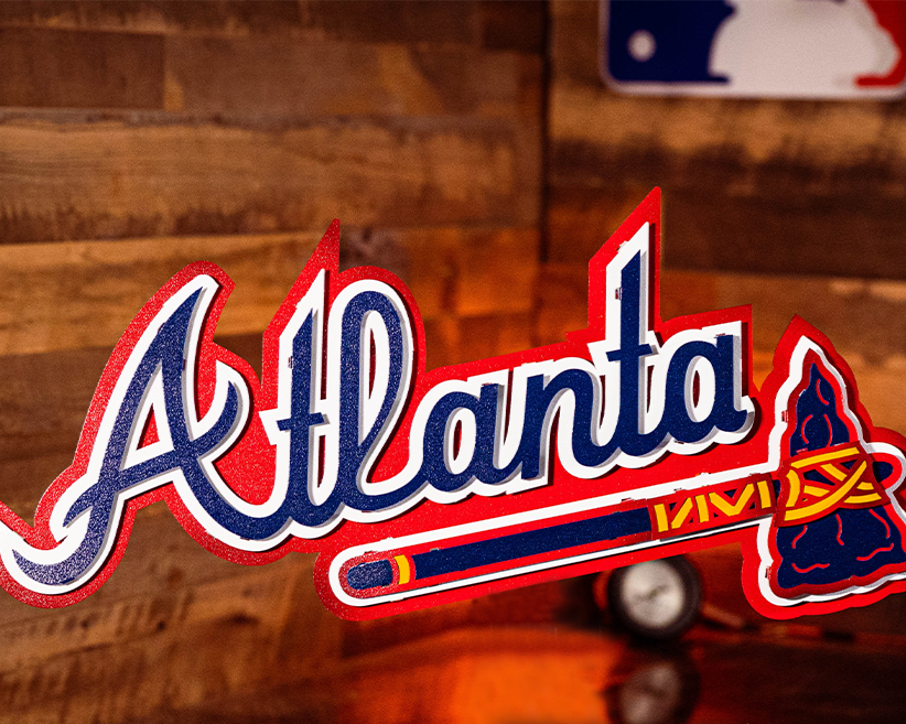 Atlanta Braves Script "ATLANTA" 3D Metal Wall Art