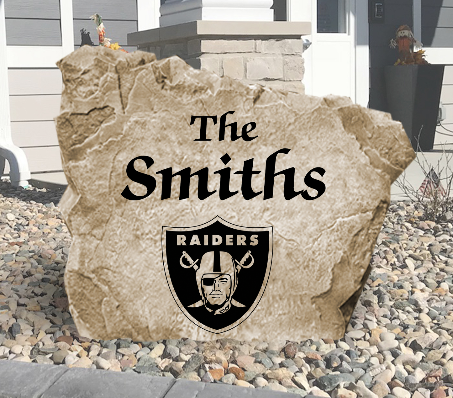 Las Vegas Raiders Design-A-Stone Landscape Art Family Name