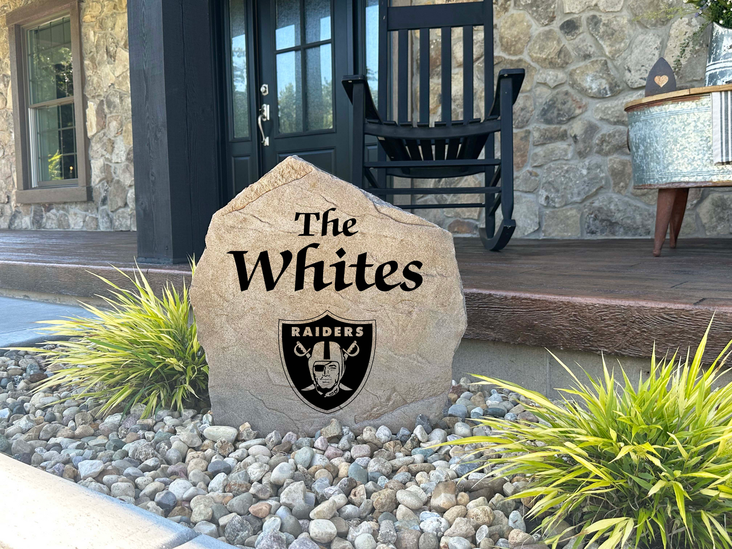 Las Vegas Raiders Design-A-Stone Landscape Art Family Name