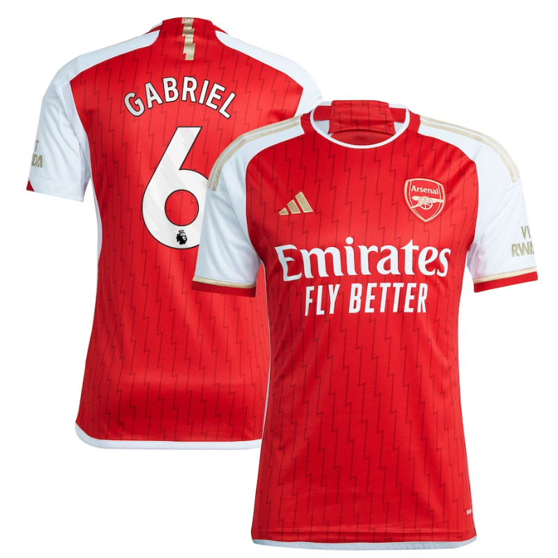 Arsenal Team 2023-24 with Gabriel 6 printing Jersey - Red