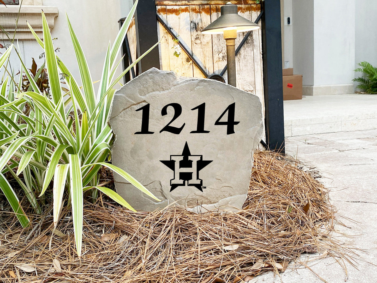 Houston Astros Design-A-Stone Landscape Art Address Stone