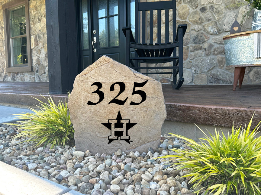 Houston Astros Design-A-Stone Landscape Art Address Stone