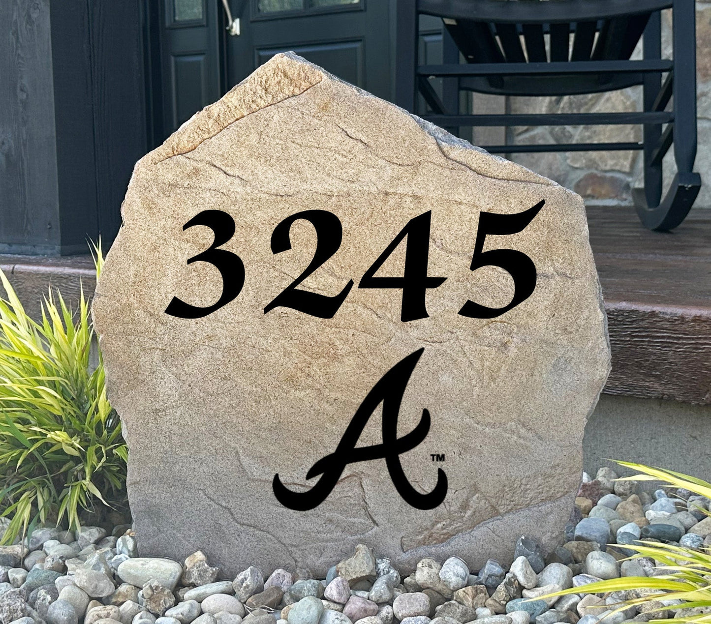 Atlanta Braves Design-A-Stone Landscape Art Address Stone