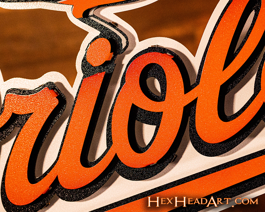 Baltimore Orioles Script with Bird 3D Metal Wall Art