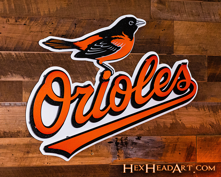 Baltimore Orioles Script with Bird 3D Metal Wall Art