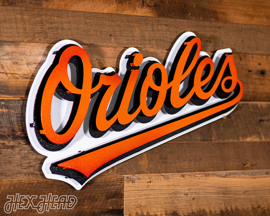 Baltimore Orioles Home Script 3D Vintage Metal Wall Art