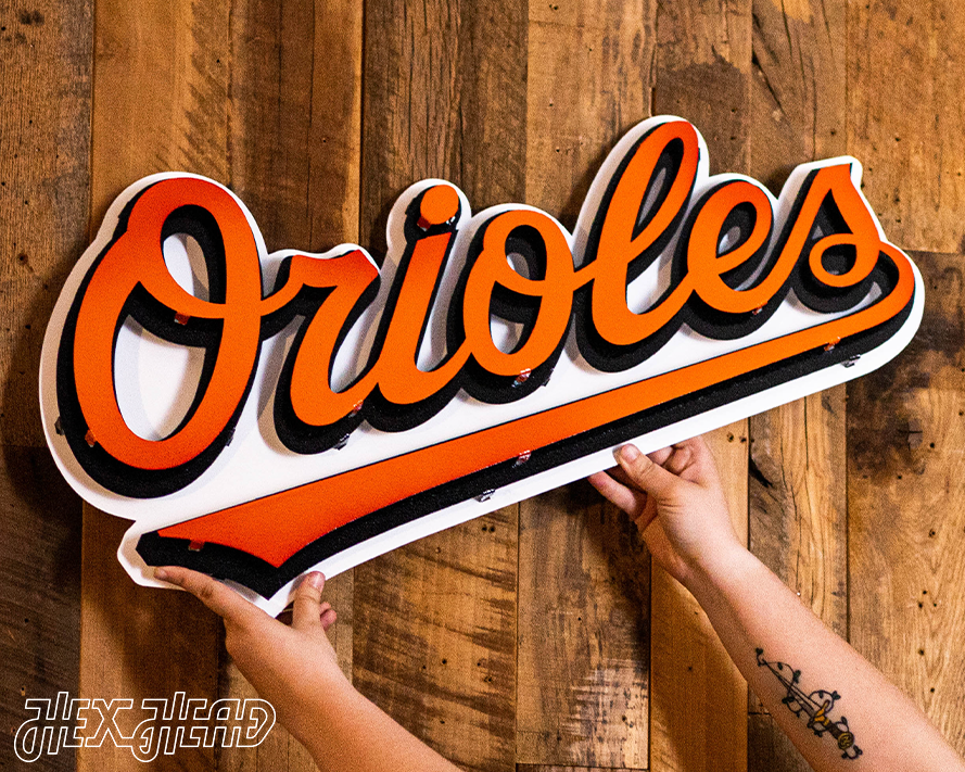 Baltimore Orioles Home Script 3D Vintage Metal Wall Art