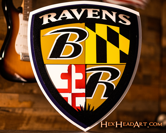 Baltimore Ravens "Shield" 3D Vintage Metal Wall Art