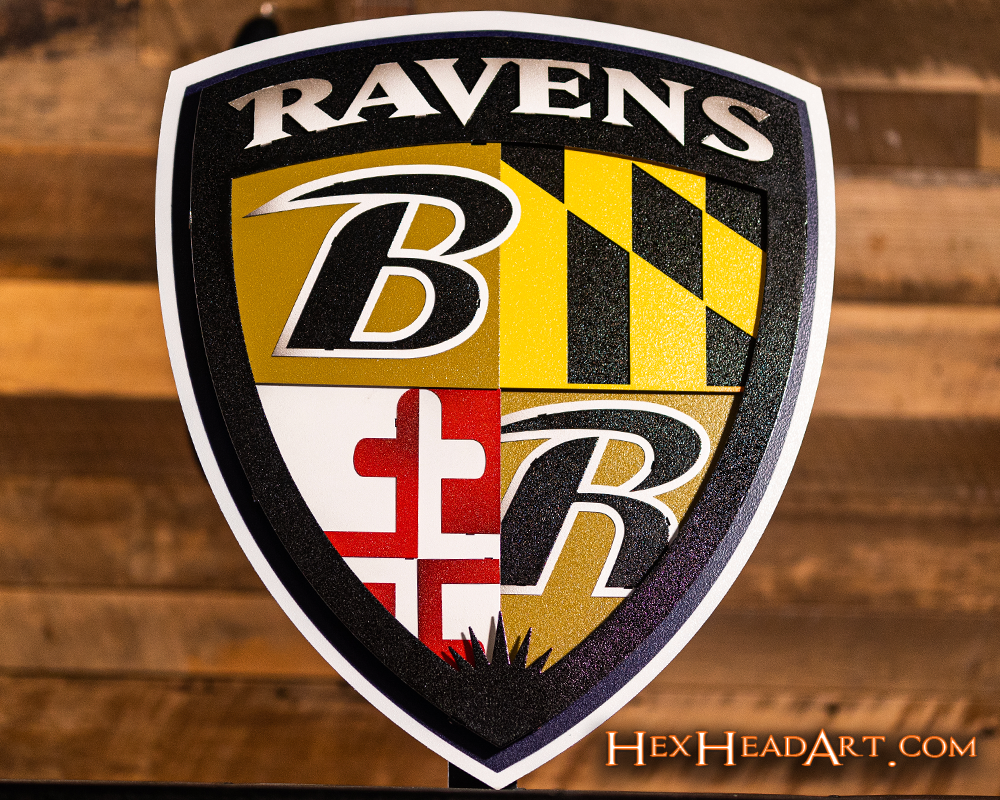 Baltimore Ravens "Shield" 3D Vintage Metal Wall Art