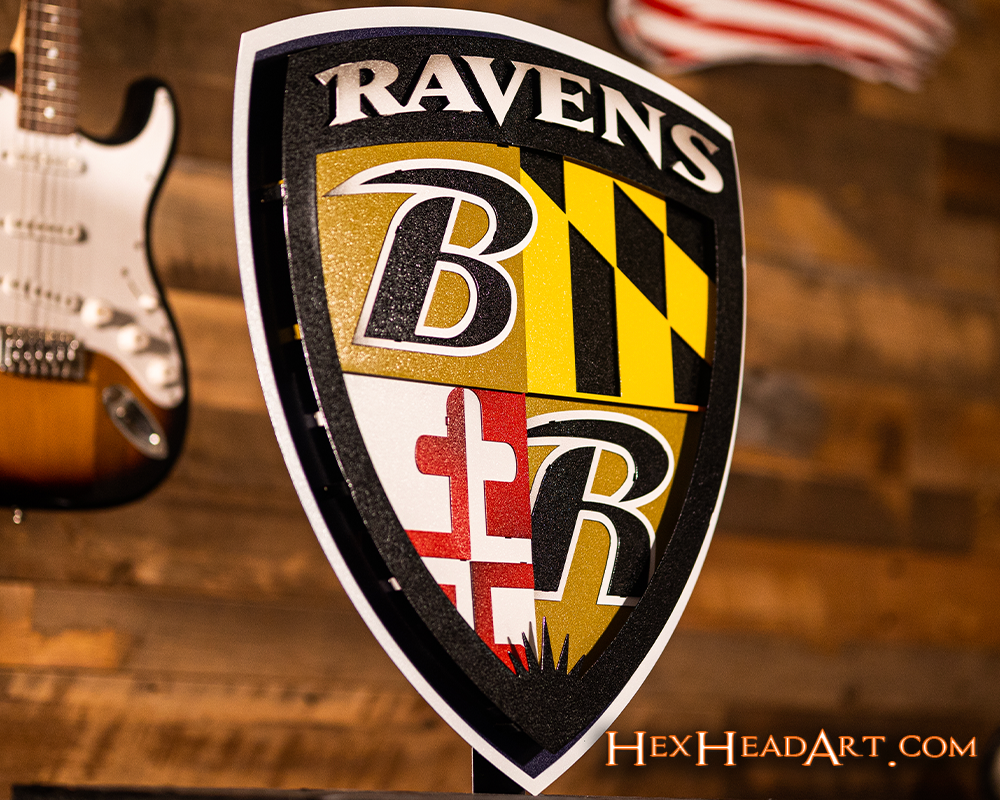 Baltimore Ravens "Shield" 3D Vintage Metal Wall Art