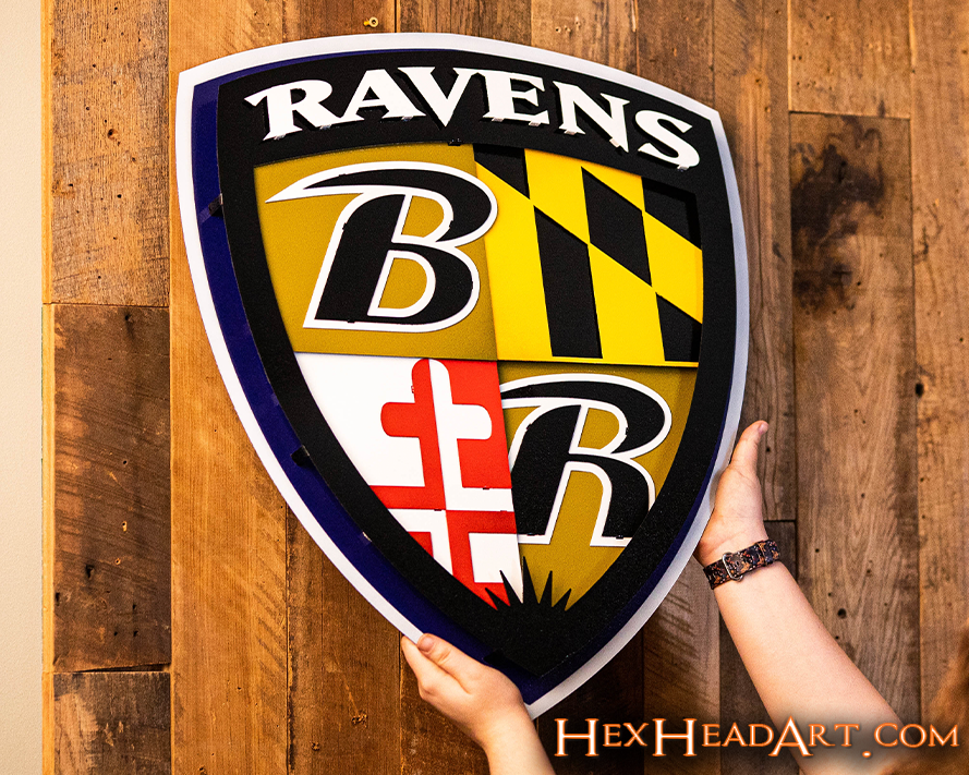 Baltimore Ravens "Shield" 3D Vintage Metal Wall Art