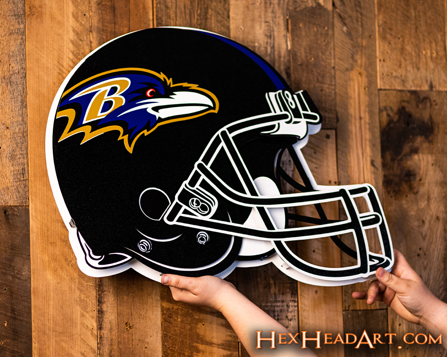 BLITZ Collection - 8 Layer Baltimore Ravens Helmet 3D Vintage Metal Wall Art