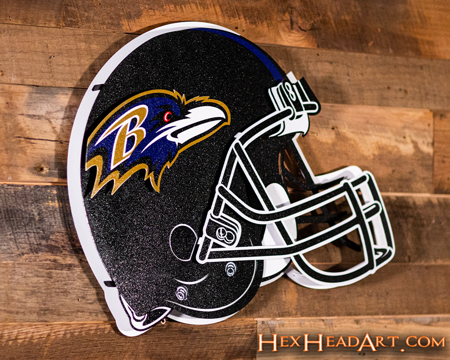 BLITZ Collection - 8 Layer Baltimore Ravens Helmet 3D Vintage Metal Wall Art