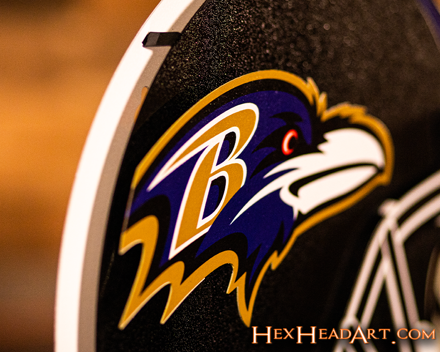 BLITZ Collection - 8 Layer Baltimore Ravens Helmet 3D Vintage Metal Wall Art