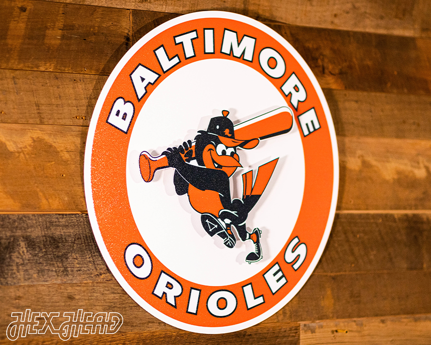 Baltimore Orioles 1970-88 Throwback 3D Vintage Metal Wall Art