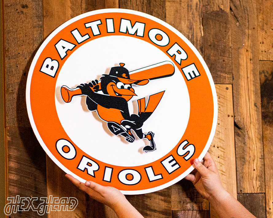 Baltimore Orioles 1970-88 Throwback 3D Vintage Metal Wall Art