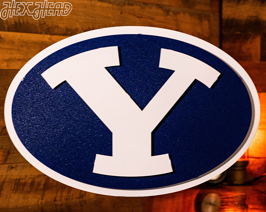 Brigham Young Cougars BYU "the Y" 3D Vintage Metal Wall Art